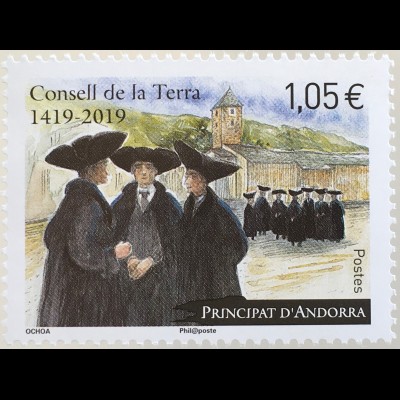 Andorra französisch 2019 Nr. 847 600 Jahre Consell de la Terra Politk Soziales 