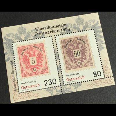 Österreich 2019 Block 105 Freimarken 1883 historische Blockausgabe Philatelie 