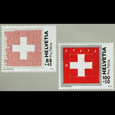 Schweiz 2019 Nr. 2598-99 Pro Patria Die Schweizer Fahne Freies weisses Kreuz