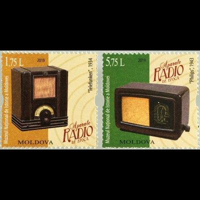 Moldawien Moldova 2019 Nr. 1085-86 Vintage Radios Historische Radioempfänger