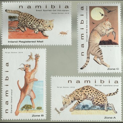 Namibia 2018 Nr. 1593-96 Klein Katzen von Namibia Ginsterkatzen Schwarzfußkatze