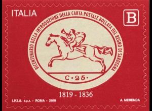 Italien Italy 2019 Nr 4087 Wertstempel Königreich Sardinien Postreiter Cavallini
