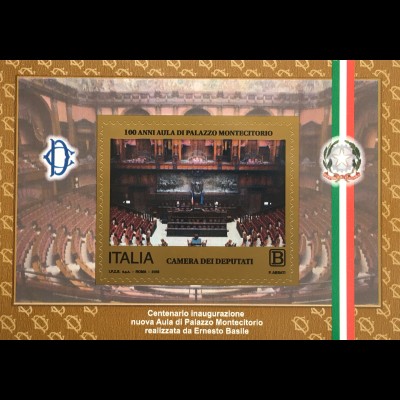 Italien Italy 2018 Bl. 80 Eröffnung des Plenarsaals Palazzo Montecitorio in Rom