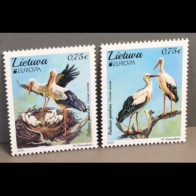 Litauen Lithuania 2019 Nr. 1310-11 Europaausgabe Einheimische Vogelarten Störche