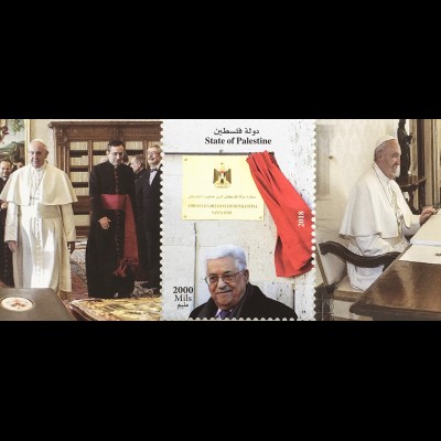 Palästina State of Palestine 2018 Block 67 Botschaft im Vatikan Papst Franziskus