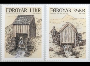 Dänemark Färöer 2019 Nr. 958-59 Alte Wassermühlen historische technische Anlage 