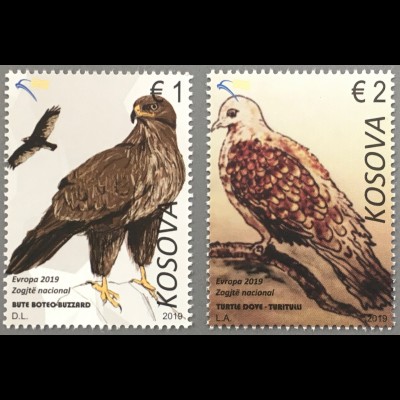 Kosovo 2019 Nr. 465-66 Einheimische Vogelarten Europaausgabe Ornithologie