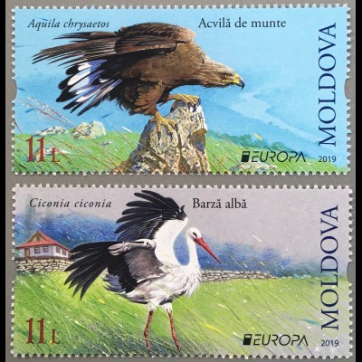 Moldawien Moldova 2019 Nr. 1096-97 Einheimische Vogelarten Europaausgabe Storch
