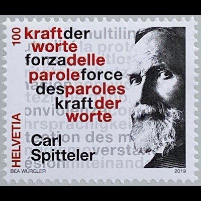 Schweiz 2019 Nr. 2622 Carl Spittler 100 Jahre Literaturnobelpreis Kraft Worte