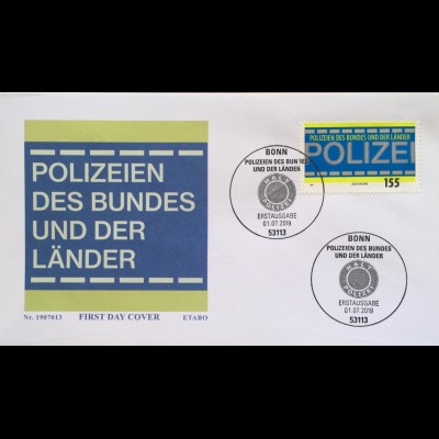 Bund BRD Ersttagsbrief FDC 1. Juli 2019 Neuheit Polizeien des Bundes und Länder