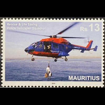 Mauritius 2019 Neuheit Rettungshubschrauber Menschenrettung Seerettung