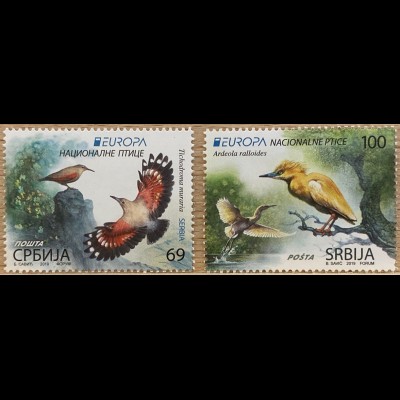 Serbien Serbia 2019 Nr. 877-78 Einheimsiche Vogelarten Europaausgabe Zaunkönig