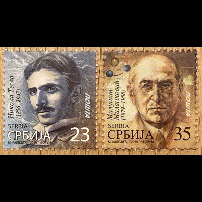 Serbien Serbia 2019 Nr. 881-82 Tesla und Milankovic Wissenschaftler Erfinder