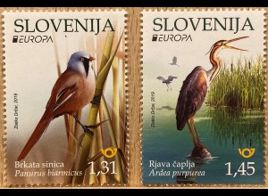 Slowenien Slovenia 2019 Nr. 1367-68 Heimische Vogelarten Europaausgabe Fauna