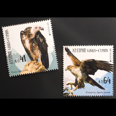 Zypern griechisch Cyprus 2019 Nr. 1408-09 Europa Einheimische Vogelarten Adler