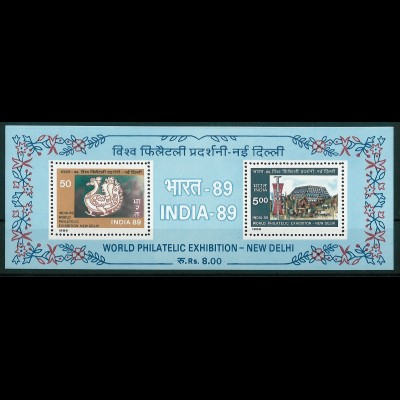 Indien Michel Nr. Block 4 ** vom Juni 1987 Int. Briefmarkenausstellung INDIA `89