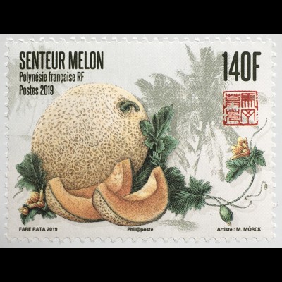Polynesien französisch 2019 Nr. 1412 Briefmarke mit Melonenduft und Motiv