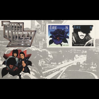 Irland 2019 Block 116 50 Jahre Band „Thin Lizzy“ mit Lacküberzug