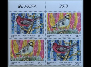 Aserbaidschan 2019 Nr. 1468-69 D Europaausgabe Vogelarten Chukarhuhn aus MH