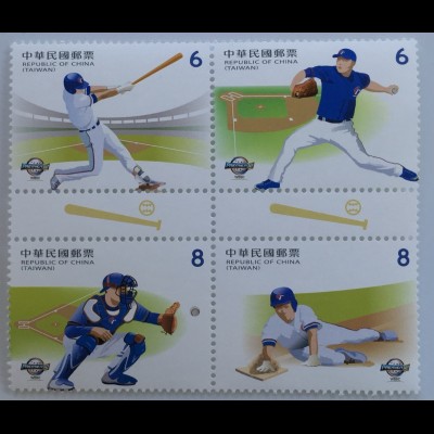 Taiwan Formosa 2019 Nr. 4350-53 Baseball Ballsport Mannschaftsspiel 