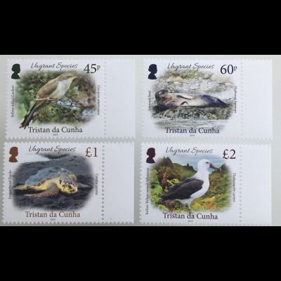 Tristan da Cunha 2019 Nr 1330-33 Umherwandernde Arten Irrgäste Vögel Tiere Birds