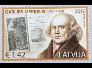 Lettland Latvia 2019 Nr. 1088 250. Geburtstag von Garlieb Helwig Merkel 