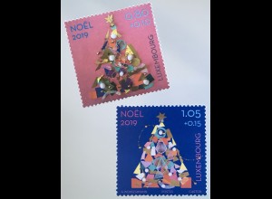Luxemburg 2019 Nr. 2215-16 Weihnachten Briefmarken mit Lacküberzug Christmas