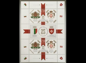Bulgarien 2019 Block 491 Wappen von Bulgarien und dem Souveränen Malteserorden