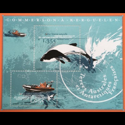 Franz. Antarktis TAAF 2020 Block 78 Commerson-Delfin bei den Kerguelen