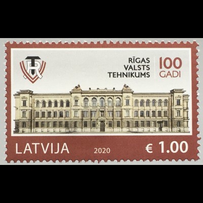 Lettland Latvia 2019 Nr. 1099 100 Jahre staatliche Technikschule in Riga