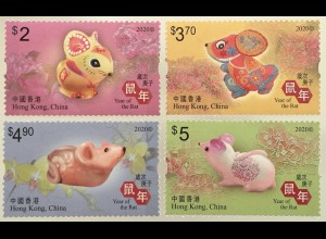 Hongkong 2020 Nr. 2338-41 Jahr der Ratte Lunarserie Chinesisches Horoskop Maus