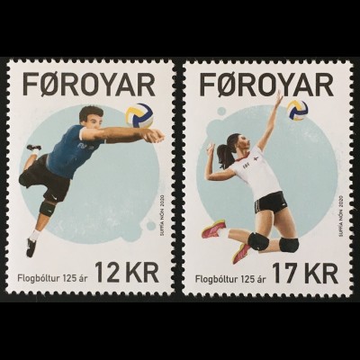 Dänemark Färöer 2020 Nr. 972-73 125 Jahre Volleyball Ballsport Wettkampf