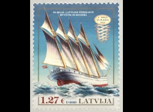 Lettland Latvia 2020 Nr. 1100 Navigation Eurasia Schiffsverkehr Segelschiff 