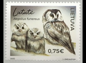 Litauen Lithuania 2020 Nr. 1323 Vögel Eulen Fauna Ornithologie Nachtaktive Tiere