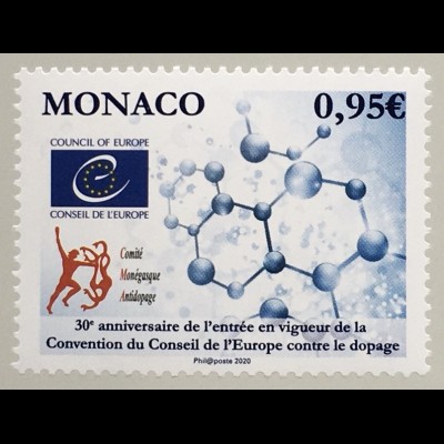Monako 2020 Nr. 3481 30 J.Mitgliedschaft in der Europäischen Anti-Doping-Agentur