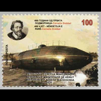 Makedonien Macedonia 2020 Nr. 910 Cornelis Drebbel 400 Jahre erstes U-Boot