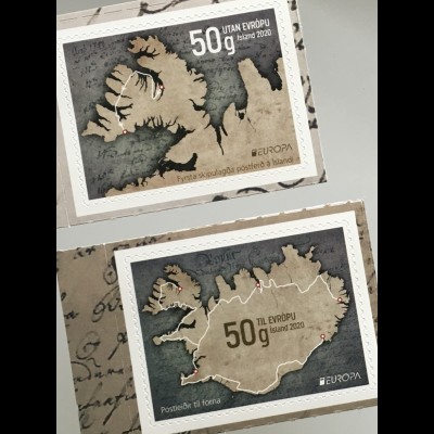 Island Iceland 2020 Nr. 1609-10 Europaausgabe Historische Postwege Postrouten
