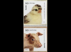 Island Iceland 2020 Nr. 1605-06 Farmtiere Schweinchen und junges Hühnchen Küken