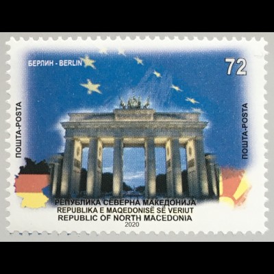 Makedonien Macedonia 2020 Nr. 919 Europ. Hauptstädte Berlin Brandenburger Tor