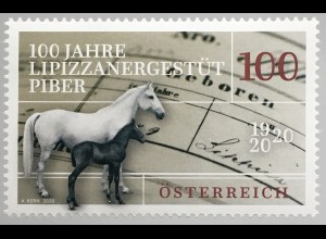 Österreich 2020 Nr. 3542 100 Jahre Lipizzanergestüt Piber Pferde Fauna Tiere