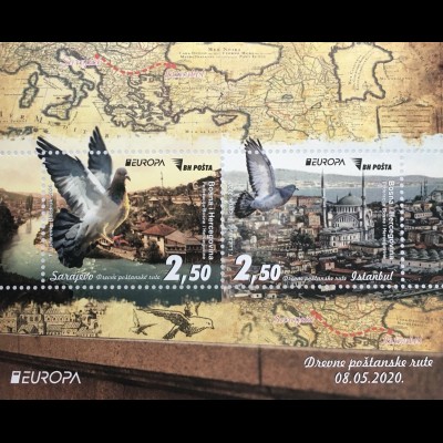 Bosnien Herzegowina Block 71 Europaausgabe Historische Postwege Postrouten 