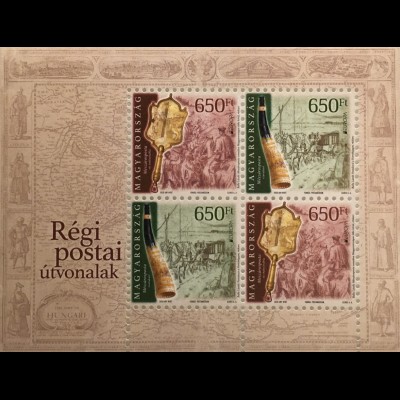 Ungarn Hungary 2020 Block 439 Europaausgabe Historische Postwege Postverkehr