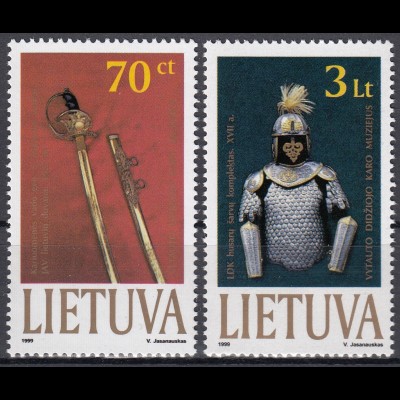 Litauen 1999 Michel Nr. 712–13 Ausstellungsstücke aus dem Kriegsmuseum