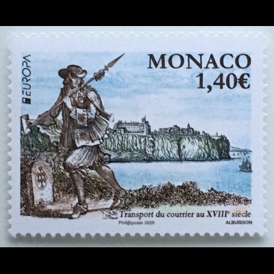 Monako Monaco 2020 Nr. 3490 Europaausgabe Historische Postwege Postbeförderung