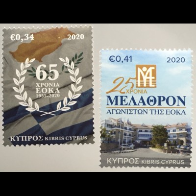 Zypern griechisch Cyprus 2020 Nr. 1439-40 Gedenktage EOKA Geschichte Krieg 