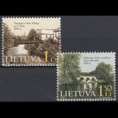 Litauen 2001 Michel Nr. 760–61 Technische Denkmäler Brücken