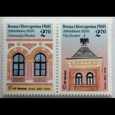 Bosnien Herzegowina Kroatische Post Mostar 2020 Nr. 547-48 Architektur Handwerk 