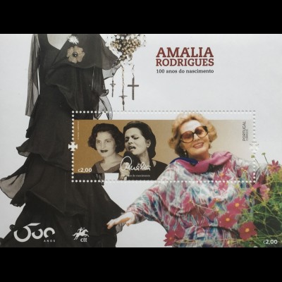 Portugal 2020 Block 464 100. Geburtstag von Amália Rodrigues Sängerin Schauspiel