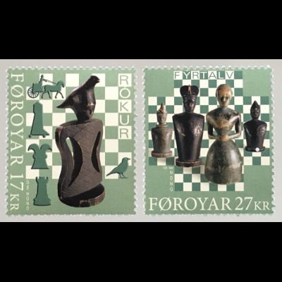 Dänemark Färöer 2020 Nr. 989-90 Schach Brettspiel Familienspiel Unterhaltung