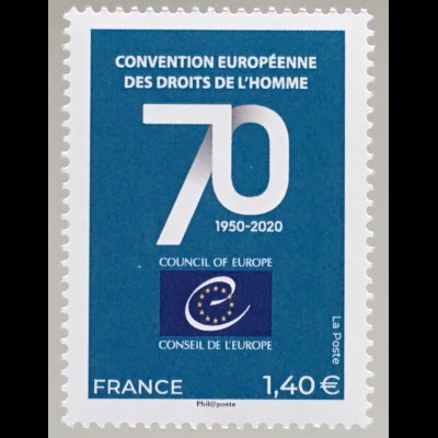 Frankreich France 2020 Diensmarke 80 Europarat 70 Jahre europäische Konvention 